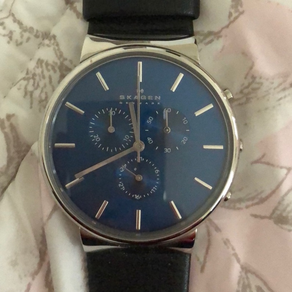 Men’s Skagen Blue Face Black Strap